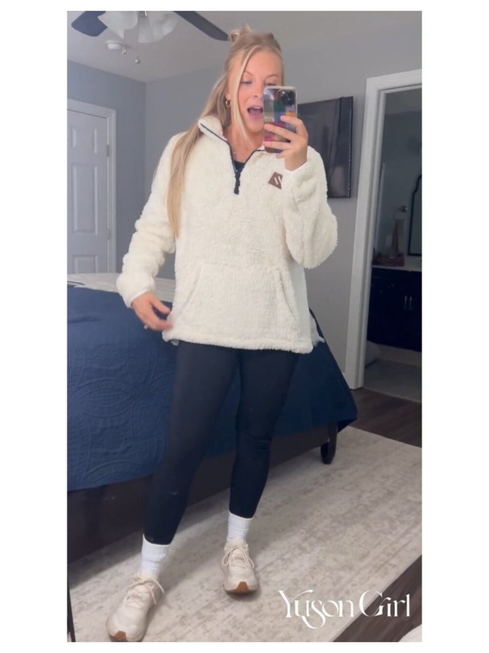 Sherpa Fleece Half Zip Pullover Sweatshirt - Picture 6 of 6